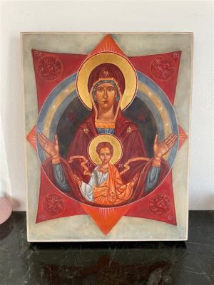 Tver Icon of the Virgin Orans - A Tapestry of Devotion and Celestial Majesty Woven in Gold and Sapphire!